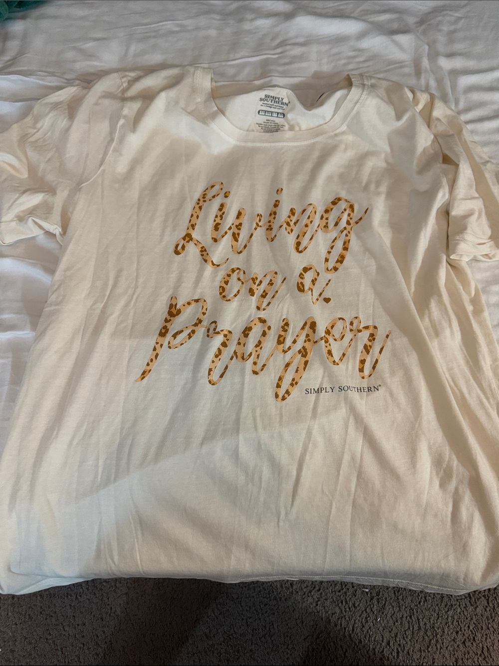 Simply Southern Cream Tee with Leopard Script